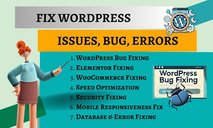 fix wordpress issues, elementor errors, woocommerce  bug fix
