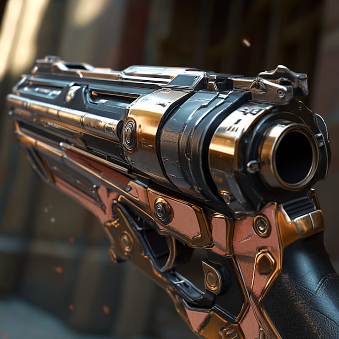 do a 3d weapon illustration for gaming