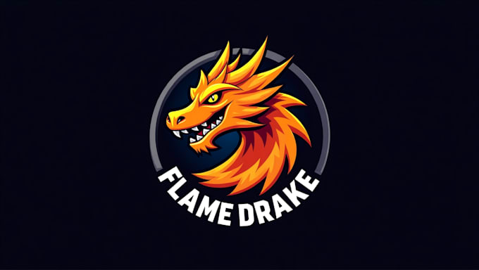 make eye catching flame dragon mascot logo with express delivery