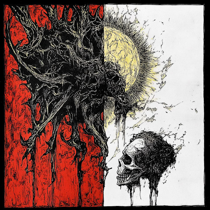 create dark art illustrations in pen and ink