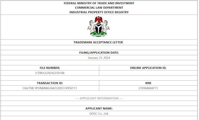 trademark your name and log in nigeria