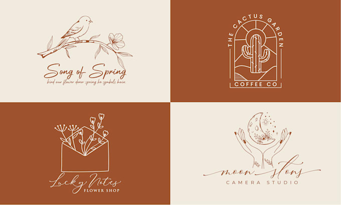 design a minimalistic, feminine, boho botanical logo