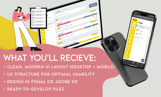 design user friendly dashboards, websites or apps with UX UI