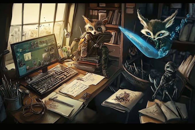 create concept art and digital illustration on any topic