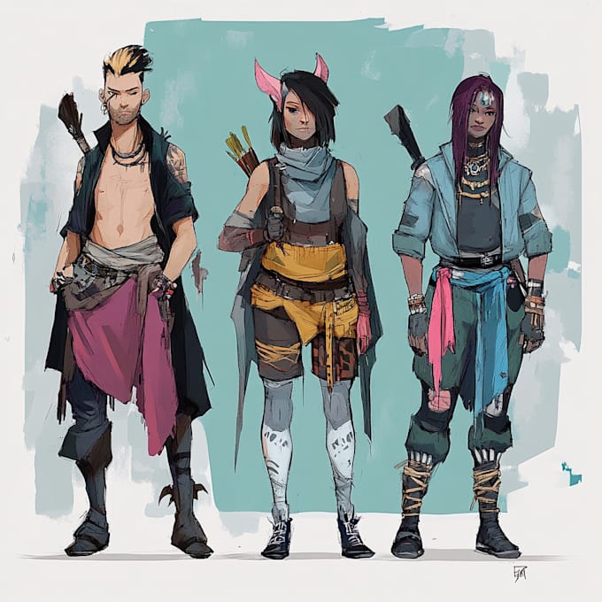 paint fantasy concept art, character design and environment