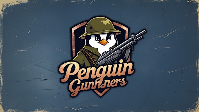 create amazing penguin gunner logo with free source file