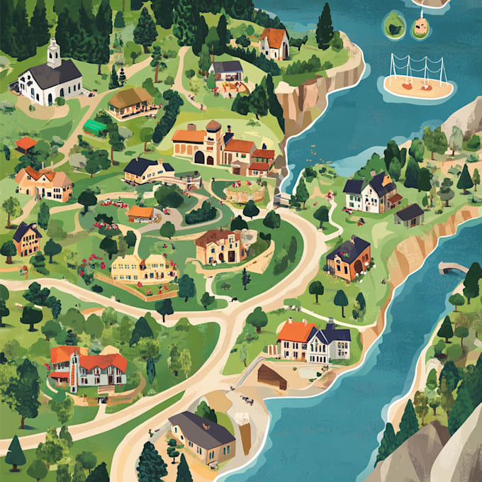 create a vector map illustration for events, festivals, and venues