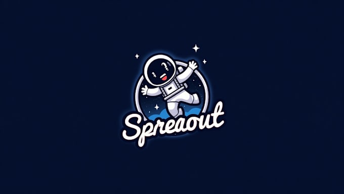 do awesome flying astronaut mascot logo design