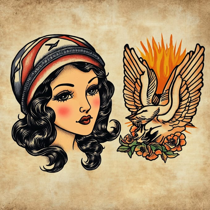 draw an old school tattoo style artwork for you
