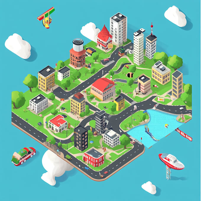 draw a unique vector or isometric map