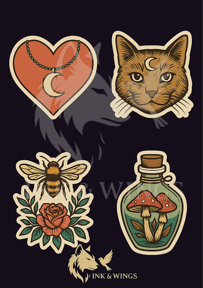 design dark aesthetic sticker packs with unique artwork