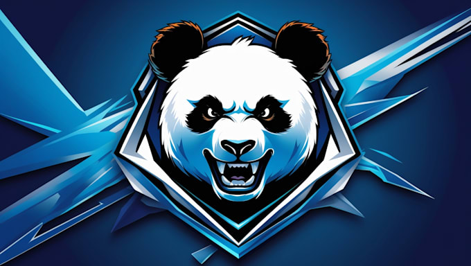 do awesome aggressive panda head esport mascot logo design
