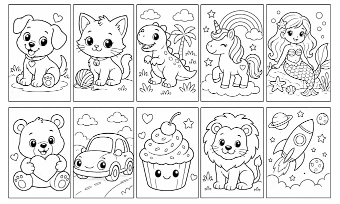 create cute and simple coloring printable book for kids