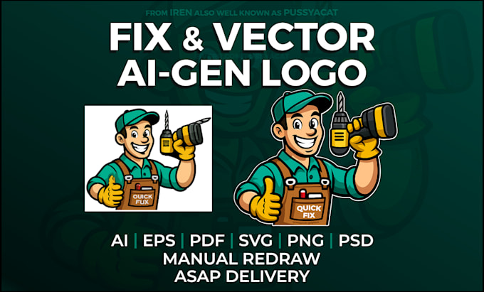 vectorize and fix your ai generated logo professionally