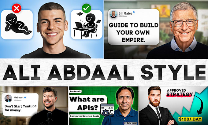 design minimalistic youtube thumbnails in ali abdaal style