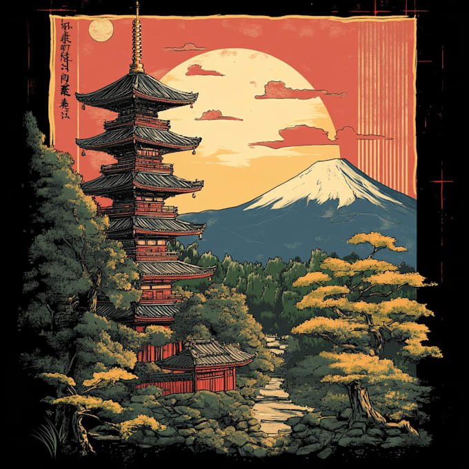 draw japanese art illustrations for t shirts,