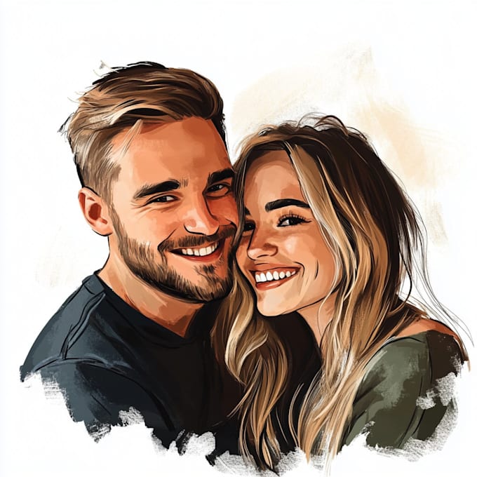 make a cute couple portrait illustration