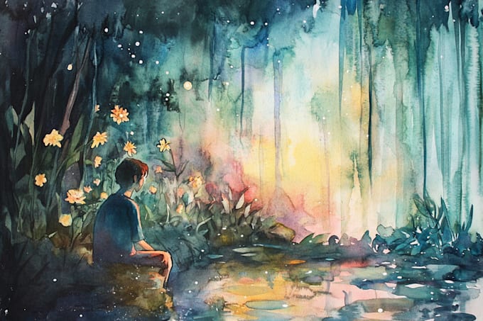 draw a watercolor landscape illustration