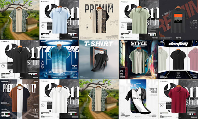 create a clothing brand product manipulation design for advertising