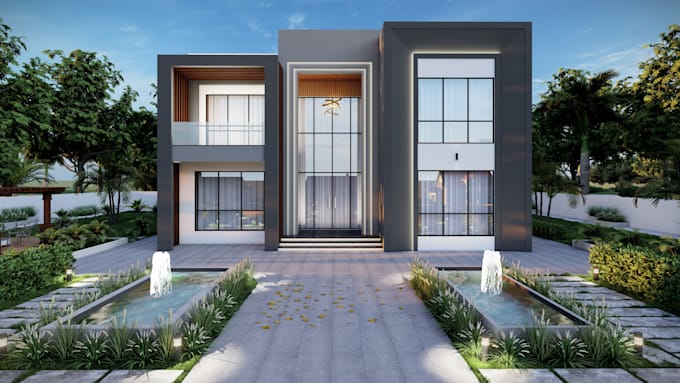 do architectural exterior design and 3d rendering architecture