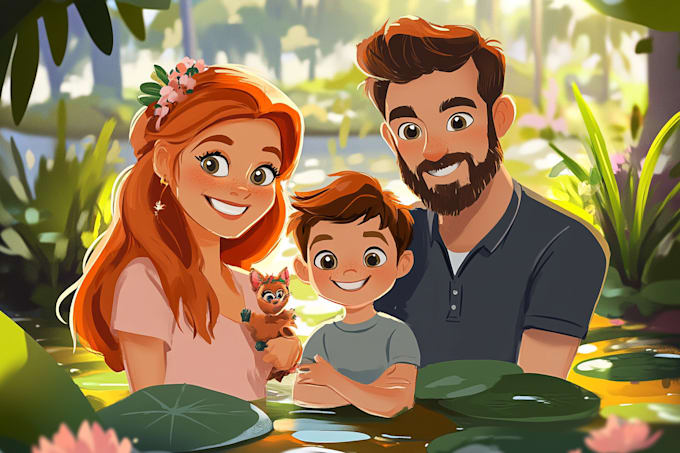 design a professional disney family portrait