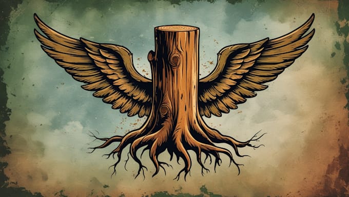 do unique lumberjack with wings logo with unlimited revision
