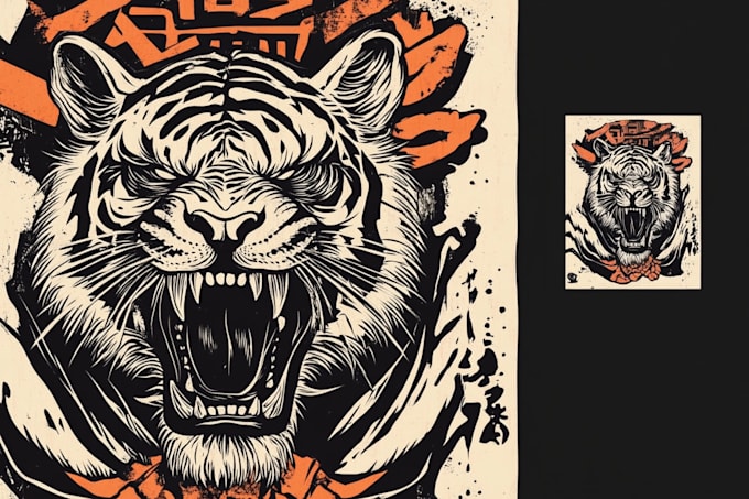create animal linocut tshirt design for brands