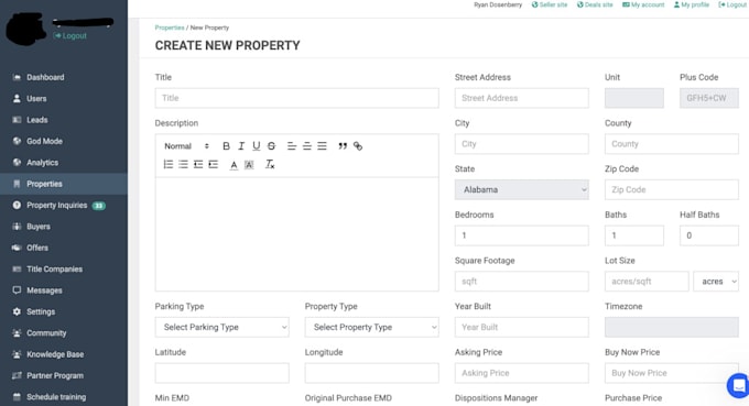 disposition of properties using different website, tool