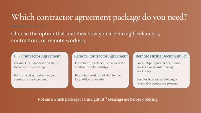 draft contractor and freelance agreements as your business attorney