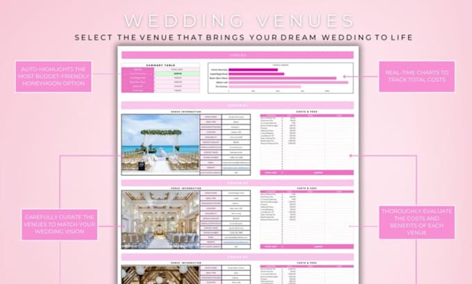 design wedding planner spreadsheet, event planner tracker, wedding google sheet