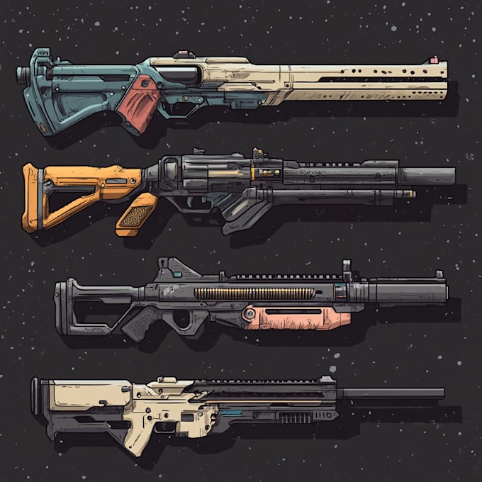 do a 3d weapon illustration for gaming