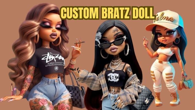 draw custom bratz doll cartoon character barbie doll for you