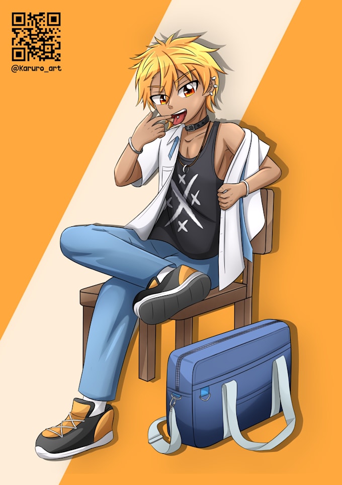draw or illustrate anime style boy illustration