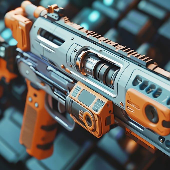 do a 3d weapon illustration for gaming
