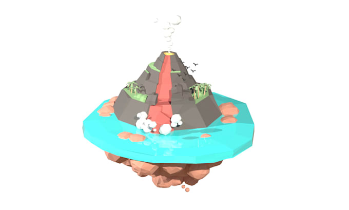 create a low poly stylized 3d nature scene