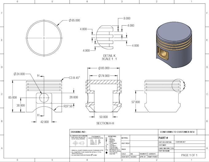 make 2d mechanical drawing, technical drawing in autocad
