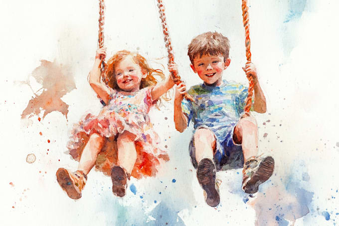 create watercolor children illustration