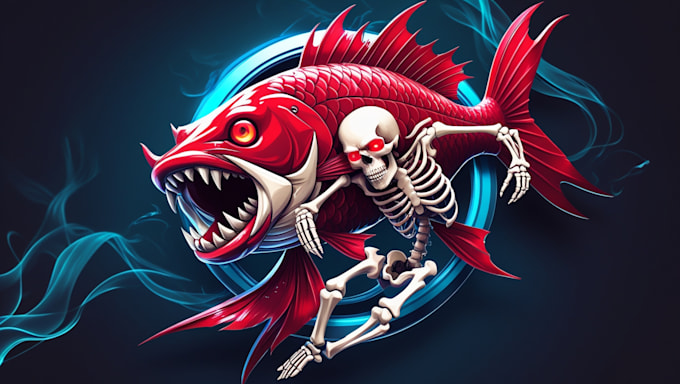 do monster fish and skeleton rider logo with source file