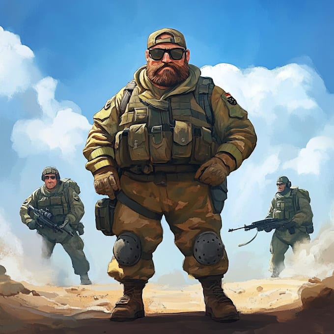 draw 2d game art military character design
