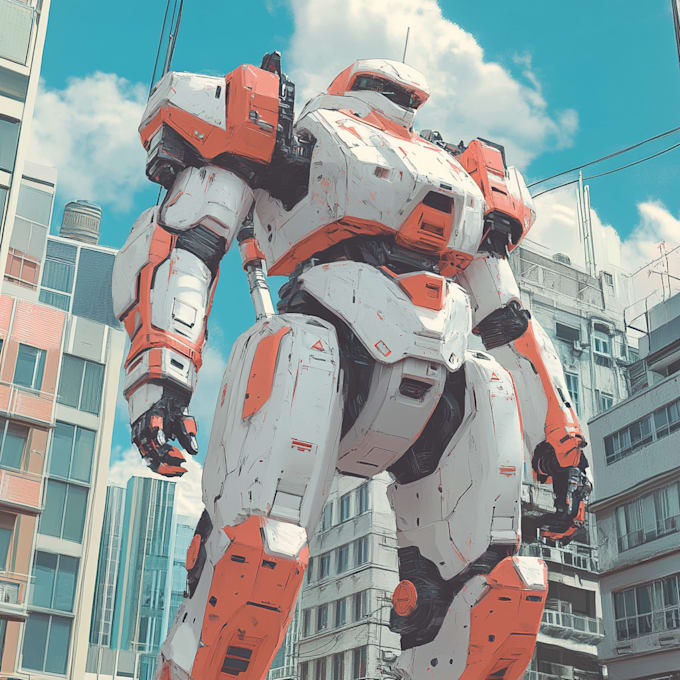 draw sci fi , cyberpunk , mecha, fantasy character design