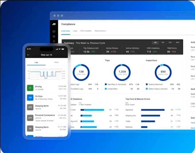 build fleet management, eld software, gps tracking app, dash cam software, fmcsa