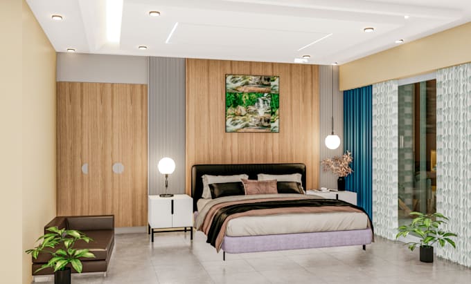 do interior design for bedroom and 3d render