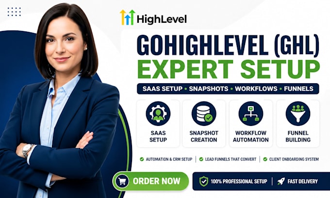 set up gohighlevel saas, snapshot, workflows automation and funnels