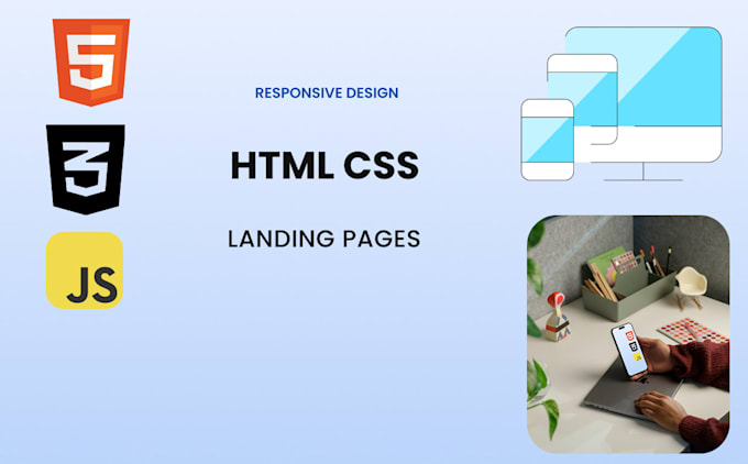 develop a responsive HTML CSS landing page for business