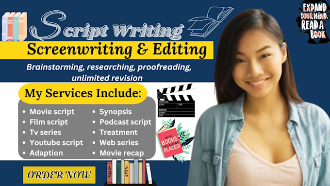 write film script, screenplay, tv series, script editing and tv shows