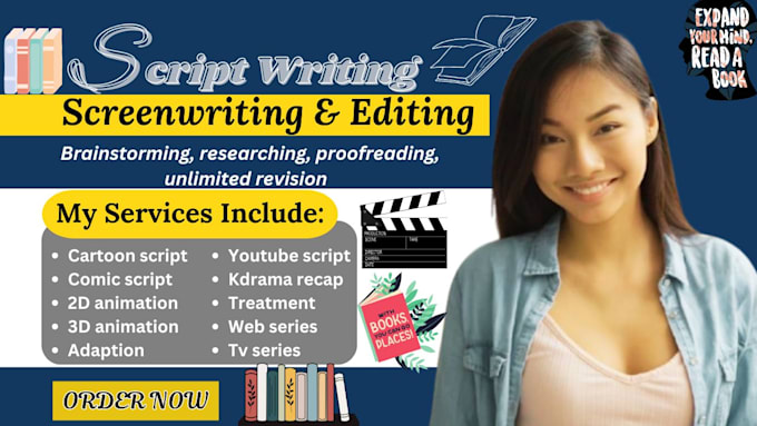 do script writing for 2d animation, cartoon video, anime, 3d animation