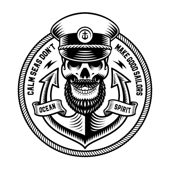 create a captain, nautical, pirate, marine logo