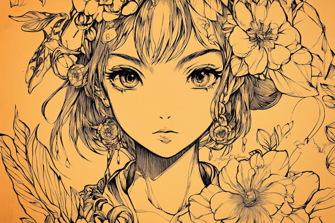 tattoo illustration anime style in lines