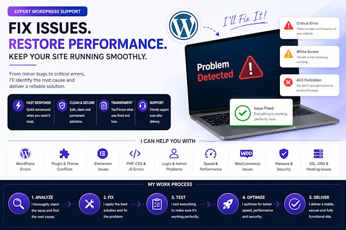 debug, fix, and maintain your wordpress site errors and issues