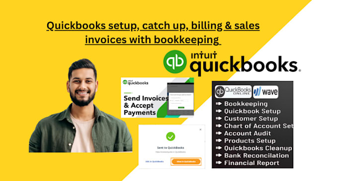 manage quickbooks setup, catch up, billing, and sales invoices